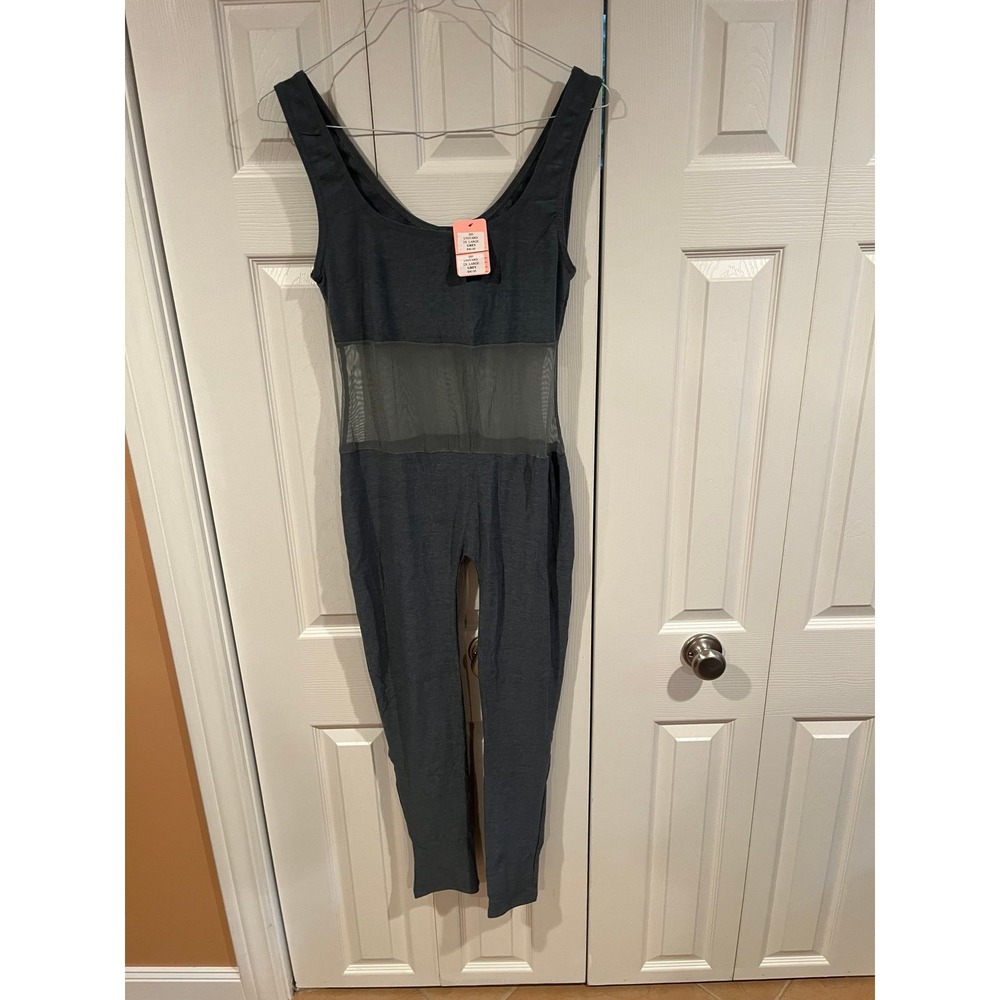 DD Unitard Grey Sheer Mesh Waist Sleeveless Jumpsuit 2X Large NEW